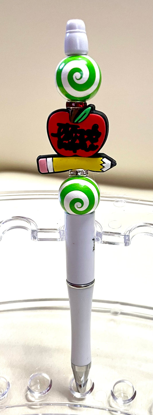 White (green swirl)