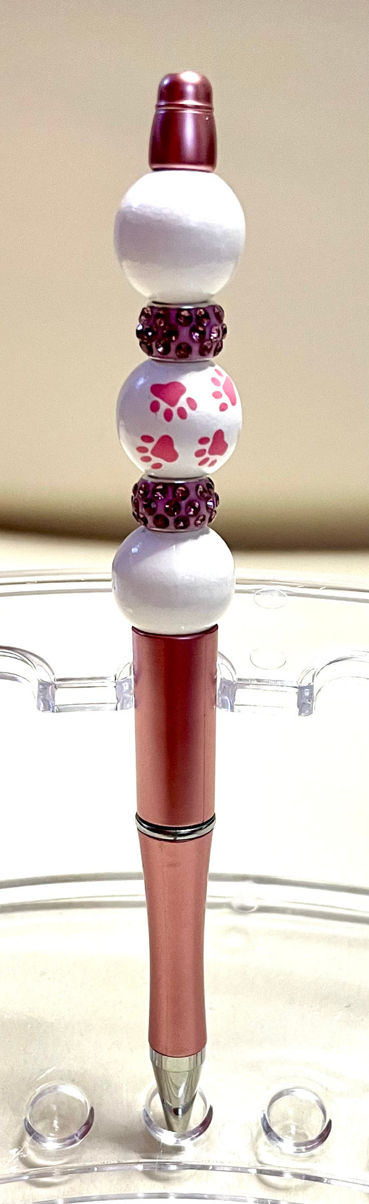 Pink w/ white beads & pink paws