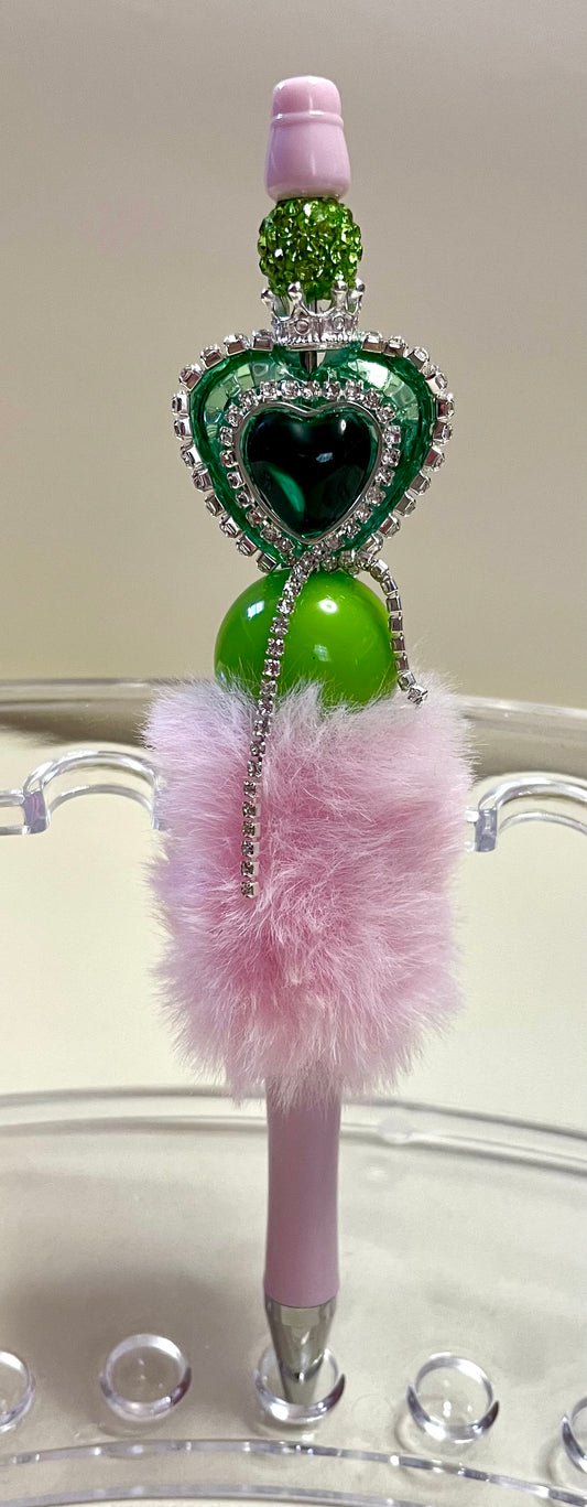 Pink w/ green bead & crown