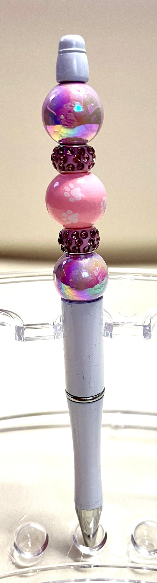 White w/ pink beads & crystals