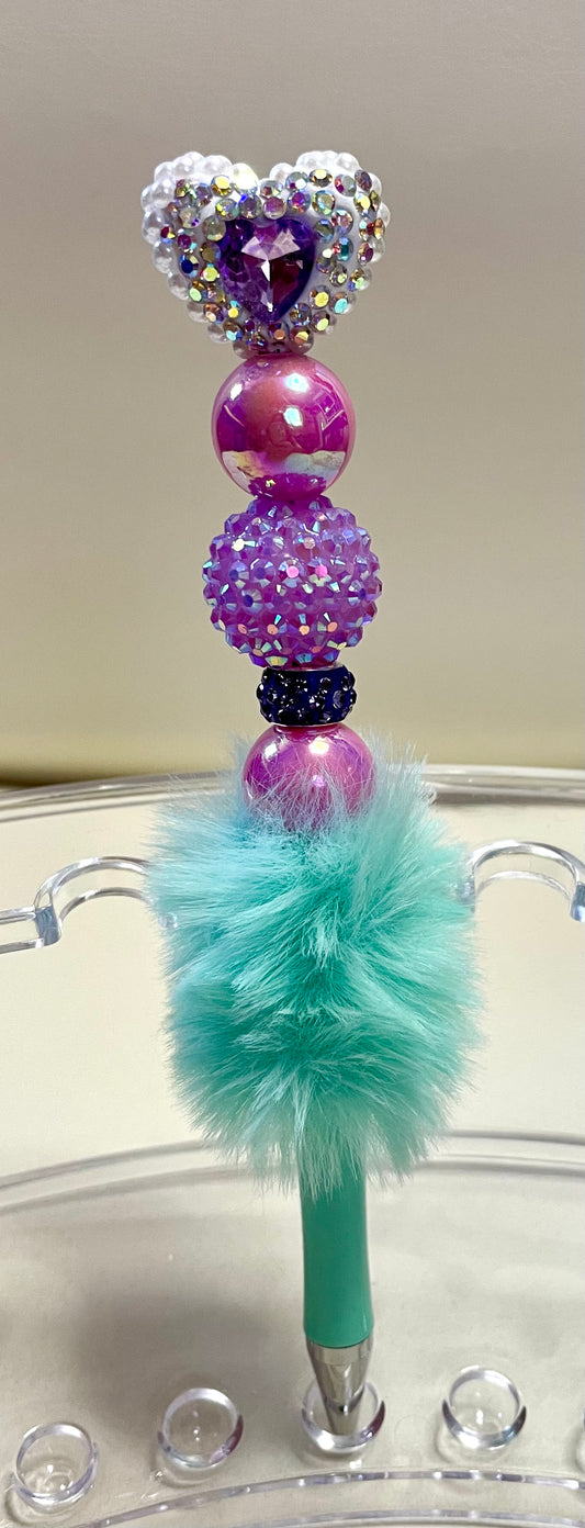 Mint green w/ Light purple heart